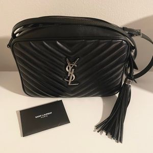 YSL Lou Matelassé Leather Camera Bag Black/Gunmetal Logo